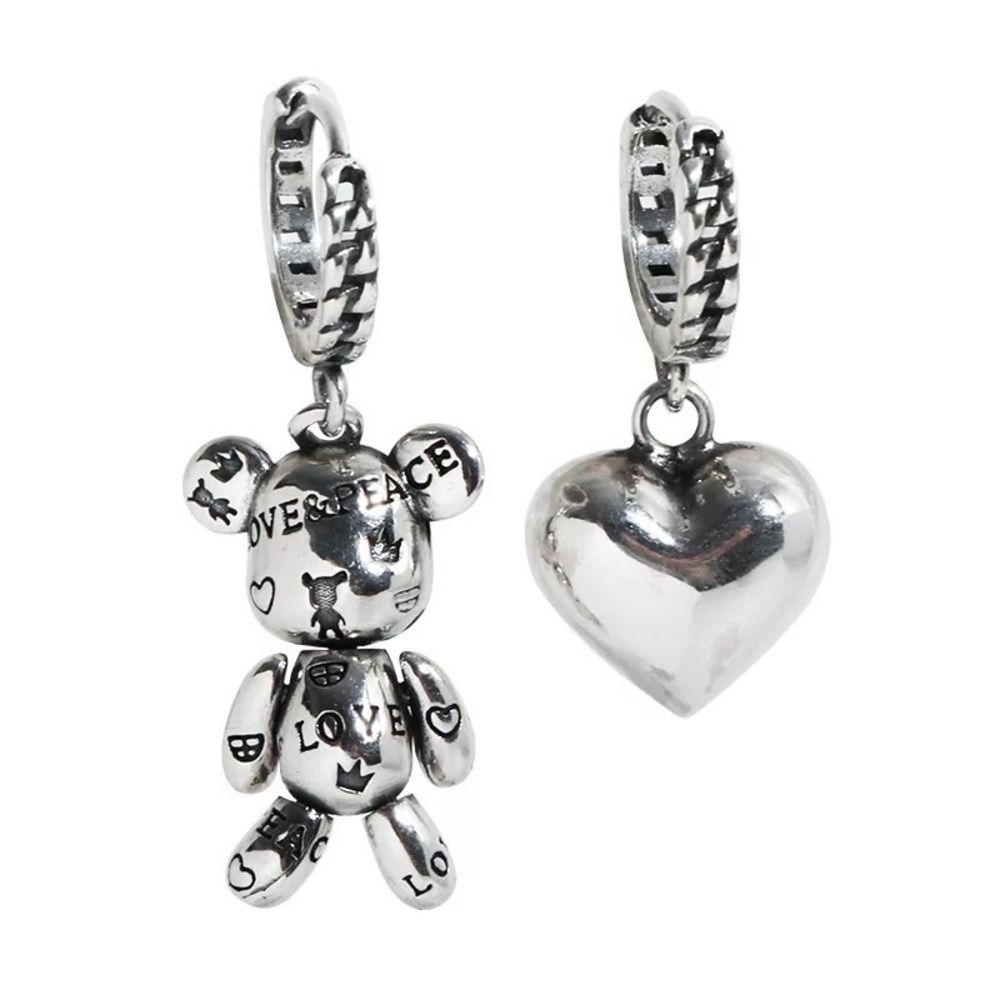 ✨MEW LAUNCH✨AB Asymmetric Unique Bear Heart-Shaped Earrings - Picture 4 of 4